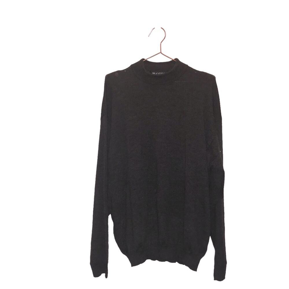 Brandini made in Italy pure new wool dark gray crew neck sweater size XXL